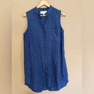 Anthropologie Cloth & Stone 100% Linen Sleeveless Button Down Shirt Dress M